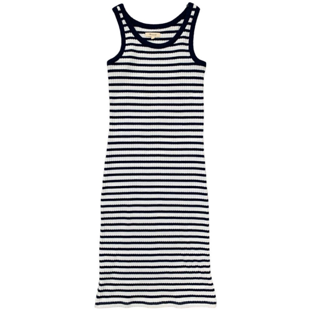 Madewell Ribbed Tank Midi Dress Stripe Size Small - Picture 7 of 8